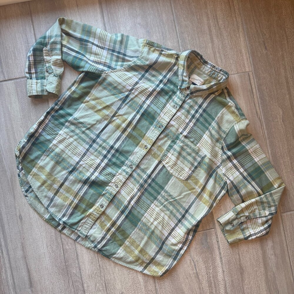 Green Checkered Button Down Flannel Shirt – Unisex XXL